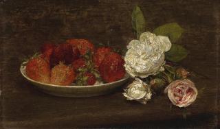 Henri Fantin-Latour - Nature Morte, Grosses Fraises Et Roses
