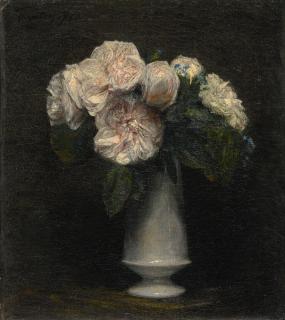 Henri Fantin-Latour - Roses Dans Un Vase En Porcelaine Blanche