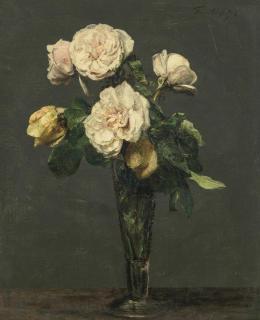Henri Fantin-Latour - Roses thé dans une flûte à champagne