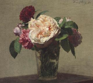 Henri Fantin-Latour - Roses Thé Et Oeillet Rouge