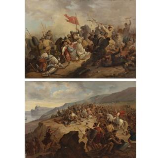 Henri-Félix-Emmanuel Philippoteaux - Two Scenes Of Battle: A Pair