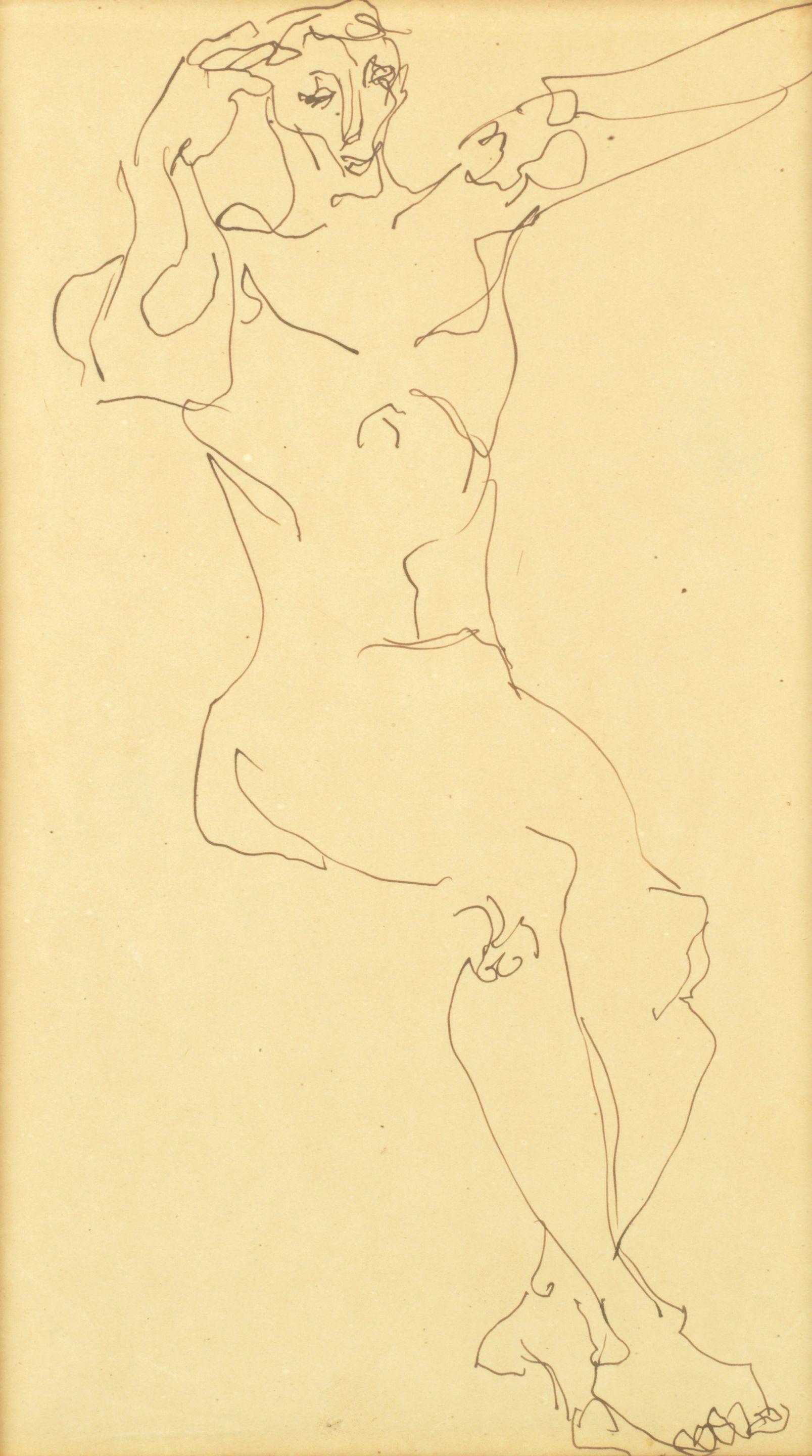 Henri Gaudier-Brzeska - Seated Male Nude with Arms Raised