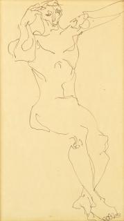 Henri Gaudier-Brzeska - Seated Male Nude with Arms Raised