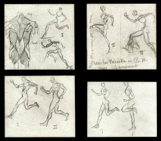 Henri Gaudier-Brzeska - Studies of athletes (recto); studies of athletes (verso)