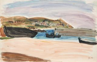 Henri Hayden - Vue sur Goury framed 48.5 x 63.5 x 2.5 cm (19 x 25 x 1 in).