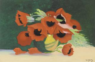 Henri Jacques Delpy - Poppies in a vase