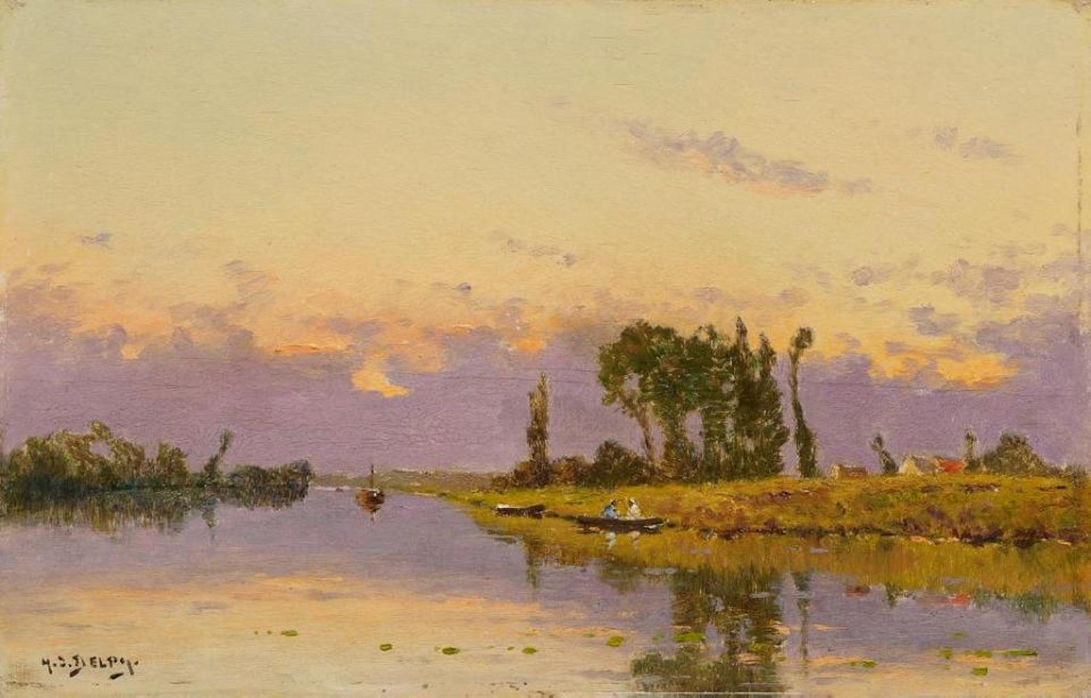 Henri Jacques Delpy - Sonnenuntergang am Fluß