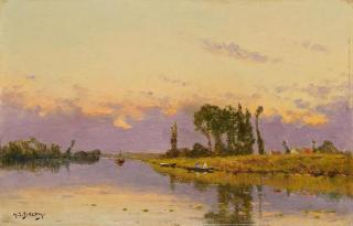 Henri Jacques Delpy - Sonnenuntergang am Fluß