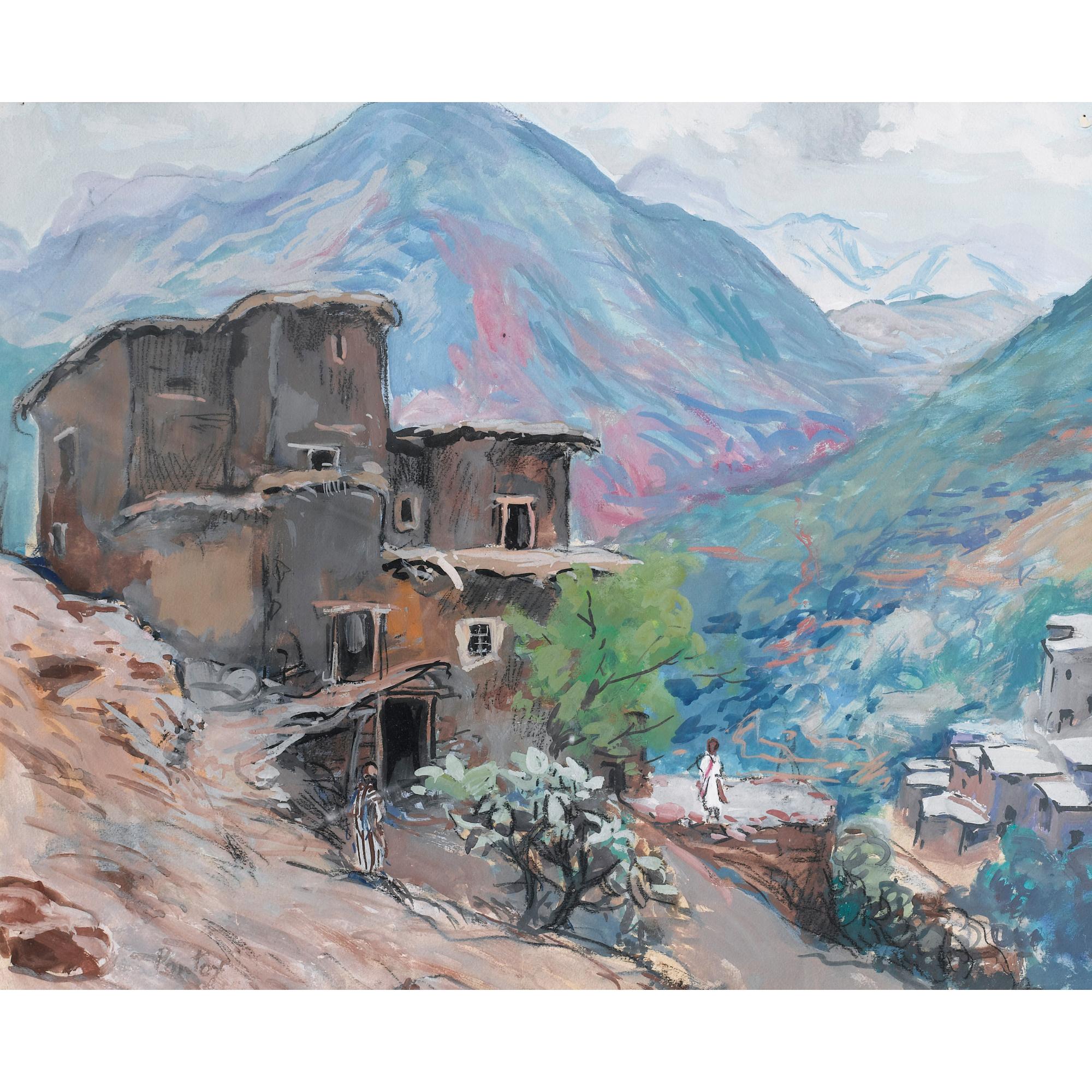 Henri-Jean Pontoy - Ksar El Soukhenri-Jean Pontoy ; Ksar El Souk ; Signed Lower Left ; Gouache Over Charcoal