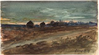 Henri Joseph Harpignies - Abendstimmung über Heuschobern.