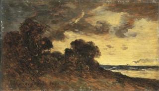 Henri-Joseph Harpignies - Bord de mer avec bateau