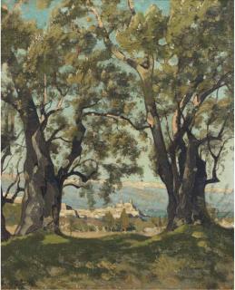 Henri Joseph Harpignies - Fort d\'Antibes: a view of the fortress of Antibes