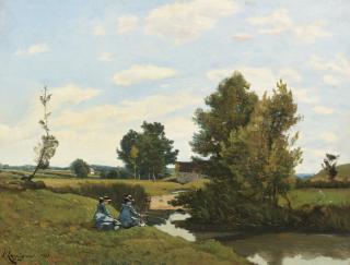 Henri-Joseph Harpignies - French an Afternoon Along The Loing, Near Saint-Privé
