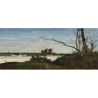 Henri-Joseph Harpignies - French Bords De La Loire (Study For Les Corbeaux, Paysage)