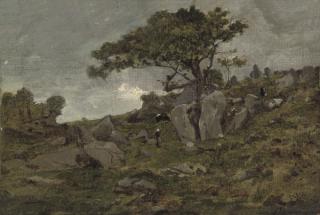 Henri Joseph Harpignies - Herders on a rocky hillside