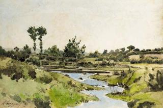 Henri Joseph Harpignies - La rivière a St Privé