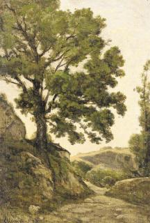 Henri-Joseph Harpignies - Le grand arbre - Chemin dans la campagne