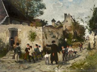 Henri-Joseph Harpignies - L\'entrée de l\'école