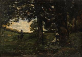 Henri Joseph Harpignies - Mother and child on a woodland path, 1883