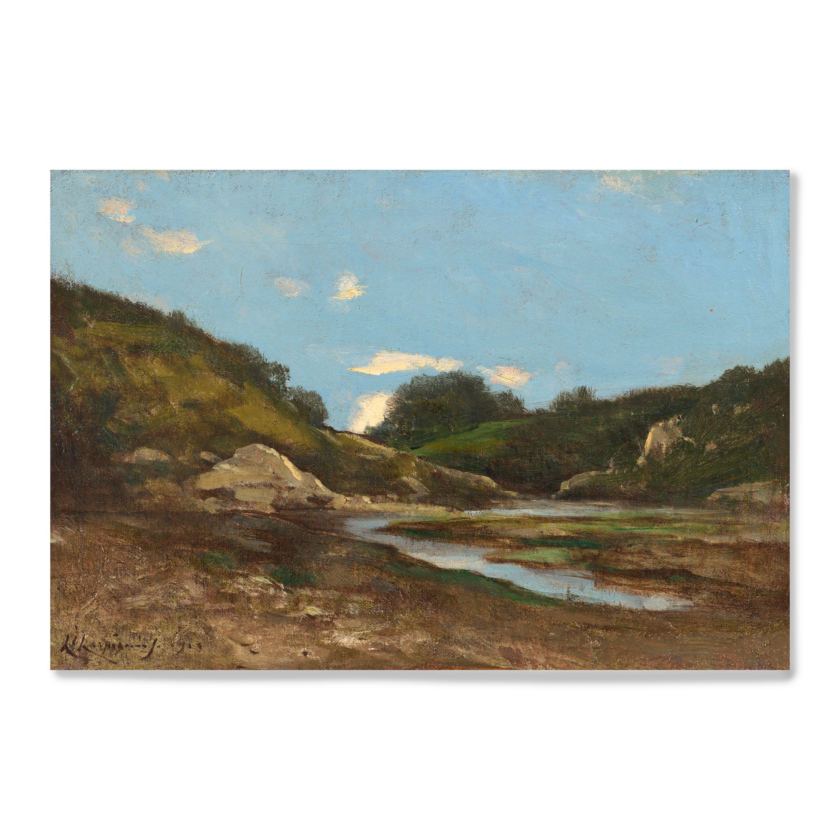 Henri Joseph Harpignies - Paysage au bord de rivière