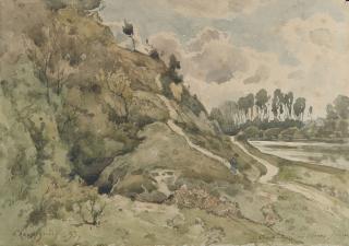 Henri-Joseph Harpignies - Paysage rocheux à Bonny-sur Loire