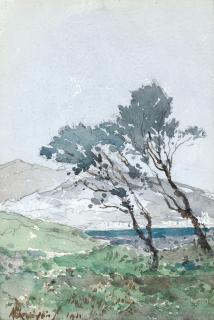 Henri Joseph Harpignies - Pins au bord de la mer, environs d\'Antibes