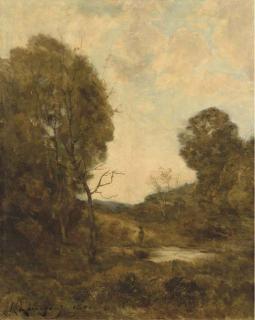 Henri-Joseph Harpignies - Promeneur Au Bord D\'Un Étang