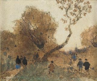 Henri Joseph Harpignies - Spaziergänger in der Landschaft