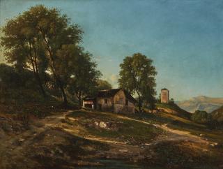 Henri-Joseph Harpignies - Summer Landscape With Farm House