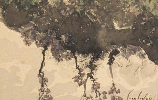 Henri-Joseph Harpignies - Un massif avec des arbustes