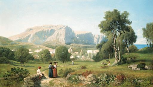 Henri-Joseph Harpignies - Vue prise dans l\'île de Capri, Golfe de Naples