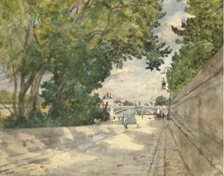 Henri-Joseph Harpignies - Vue Sur Les Quais de la Seine À Paris