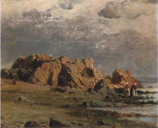 Henri Joseph Harpignies - Washerwoman on the shore