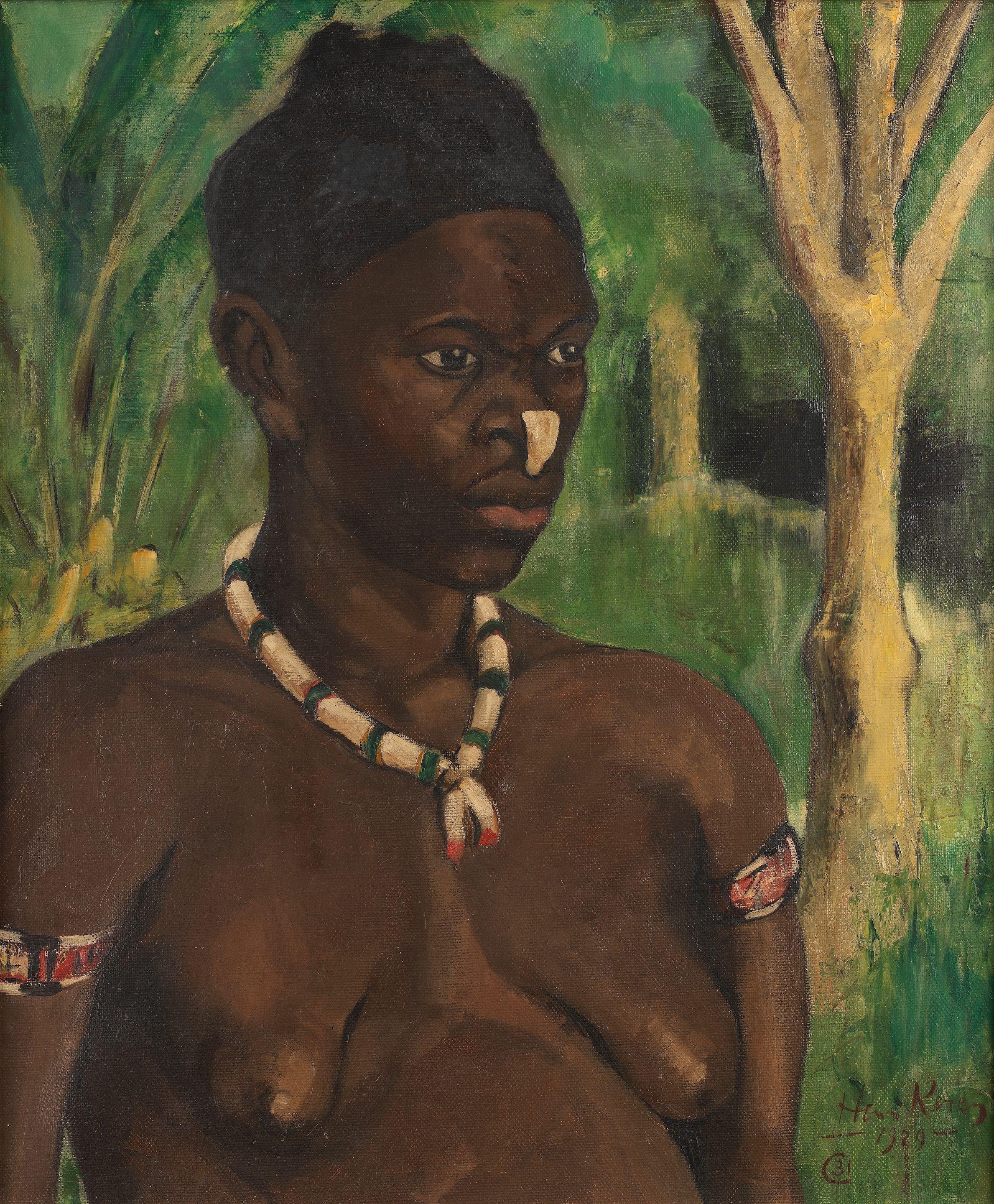 Henri Kerels - Portrait of a woman wearing a necklace