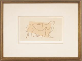 Henri Laurens - Femme Étendue; and a Japanese watercolor on silk by an unknown hand