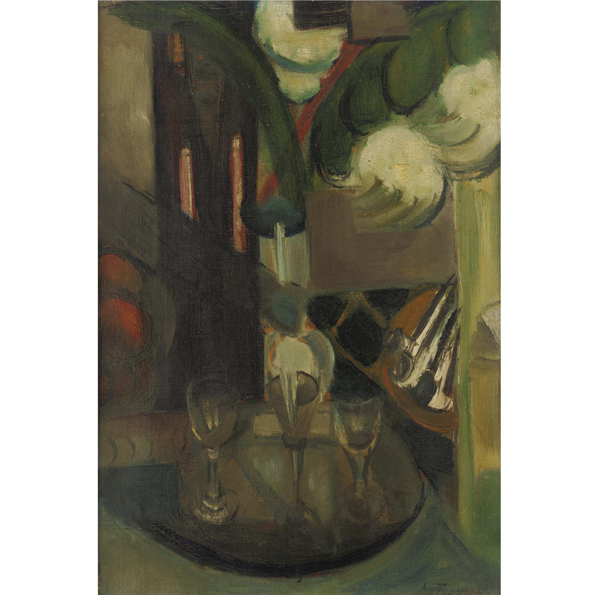 Henri Le Fauconnier - Still Life With Pipes And Goblets
