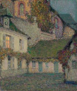 Henri Le Sidaner - La maison sous l\'église au crépuscule