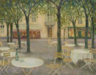 Henri Le Sidaner - La Place des buveurs d\'eau, Aix-les-Bains