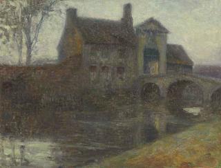 Henri Le Sidaner - La Porte du Béguinage. Claire de lune, Bruges