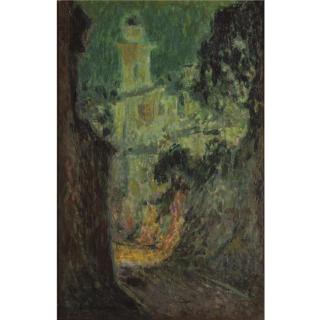 Henri Le Sidaner - La Rue Au Clair De Lune, Villefranche-Sur-Mer