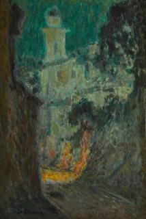 Henri Le Sidaner - La Rue Au Clair De Lune, Villefranche-Sur-Mer