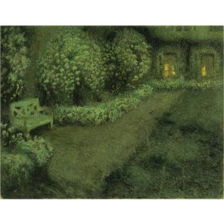 Henri Le Sidaner - Le Jardin Blanc Au Clair De Lune, Gerberoy