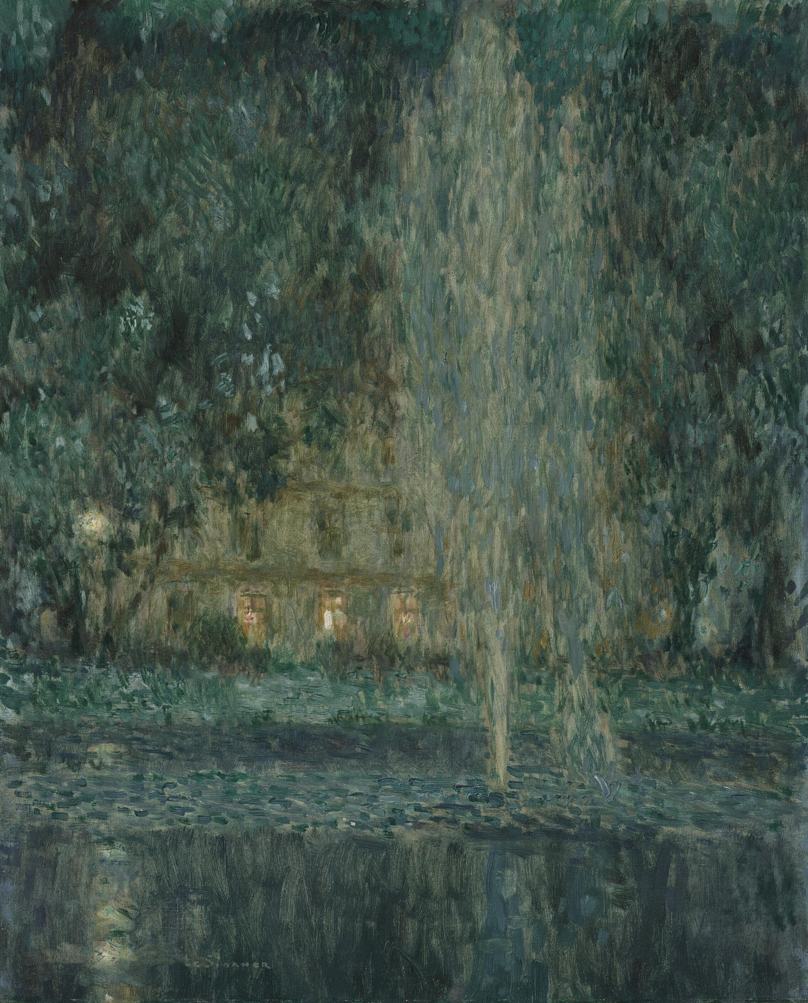 Henri Le Sidaner - Le jet d\'eau, la nuit