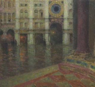 Henri Le Sidaner - L\'horloge de la place Saint Marc