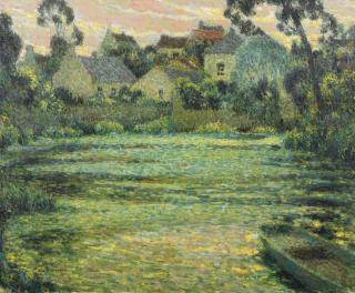 Henri Le Sidaner - Village Au Bord De L\'Eau, Montreuil Bellay