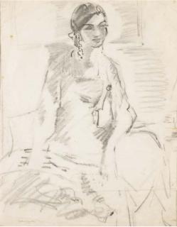 Henri Lebasque - A seated woman with long earrings