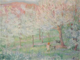 Henri Lebasque - Enfant dans un verger en fleurs (Pierre Lebasque)