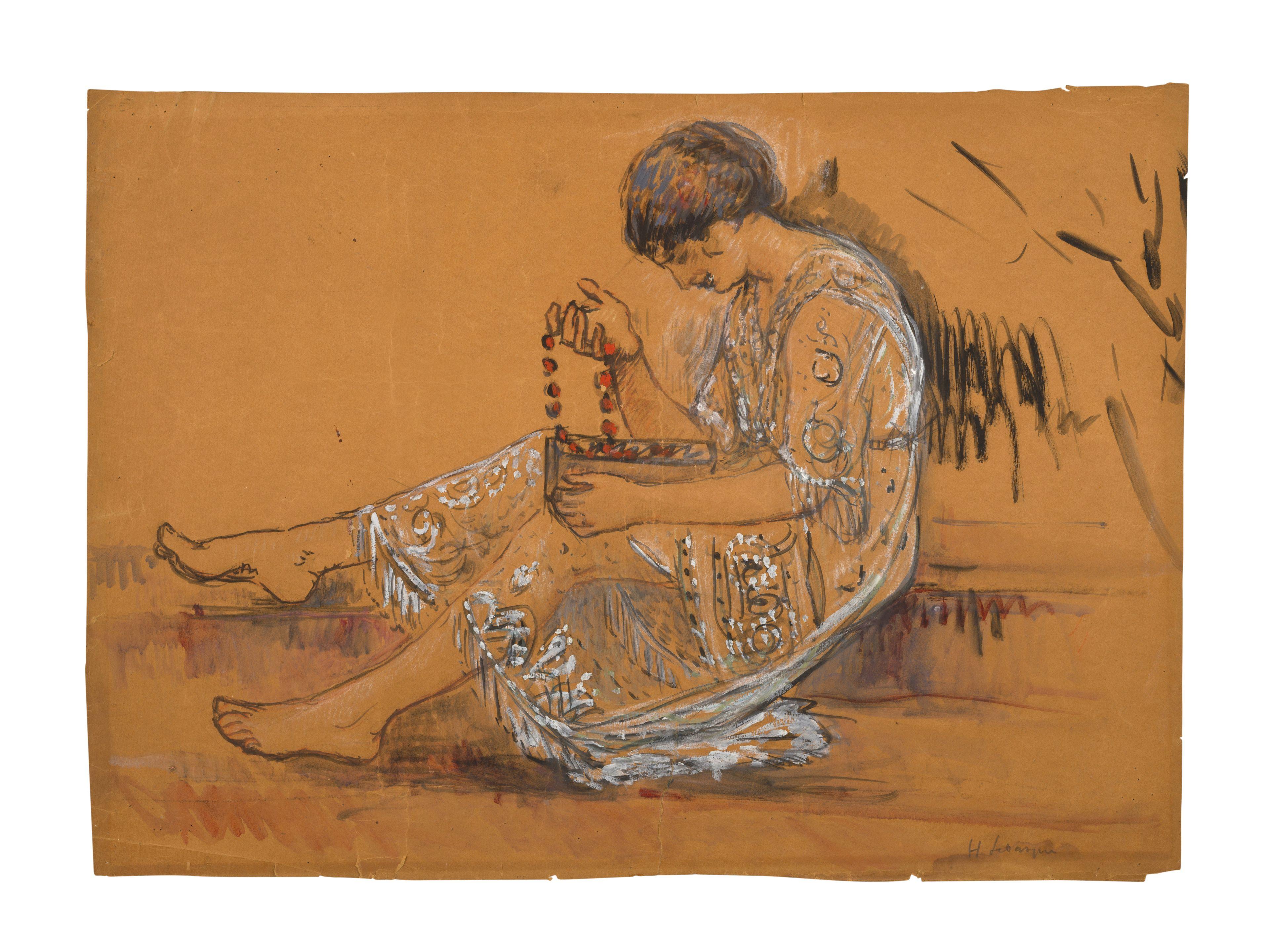 Henri Lebasque - Femme au collier (Etude pour L\'Offrande au jardin)