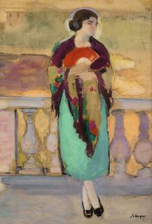 Henri Lebasque - Jeune Femme À L’Éventail