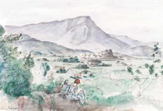 Henri Lebasque - Jeune femme assise dans un paysage de Provence